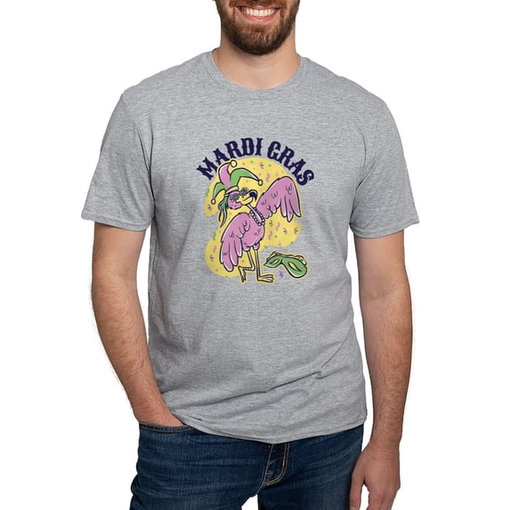 CafePress - Mardi Gras Flamingo T Shirt - Fitted T-Shirt, Vintage Fit Soft Cotton Tee