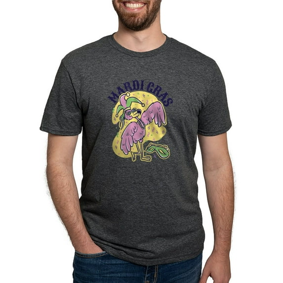 CafePress - Mardi Gras Flamingo T Shirt - Mens Tri-blend T-Shirt