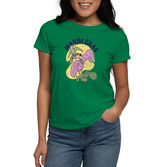 CafePress - Mardi Gras Flamingo T Shirt - Women's Traditional Fit Dark T-Shirt