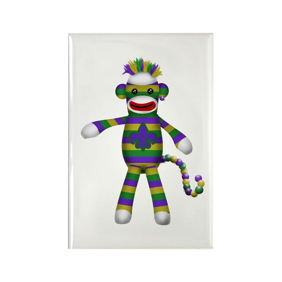 CafePress - Mardi Gras Sock Monkey Magnets - Rectangle Magnet, 2"x3" Refrigerator Magnet