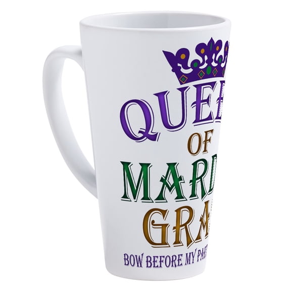 CafePress - Mardis Queen - 17 Oz White Ceramic Latte Mug