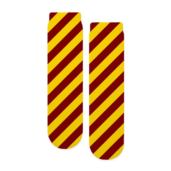 CafePress - Maroon And Gold Striped - Unisex Novelty Printed Crew Adult Socks