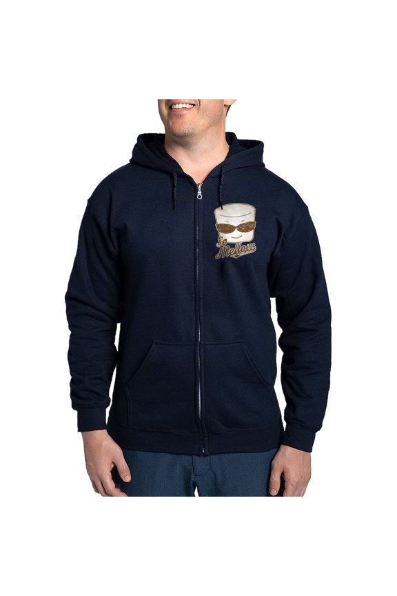 - Marsh Mellow Zip Hoodie (Dark) - Zip Hoodie, Classic Hooded Sweatshirt with Metal Zipper
