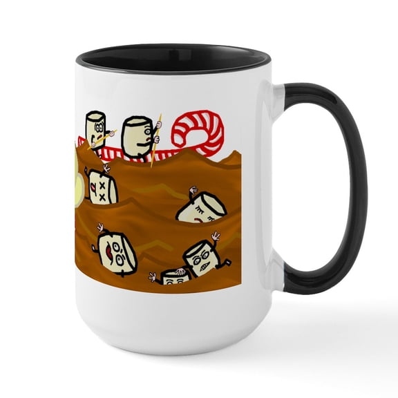 CafePress - Marshmallows Drowning In Hot Chocolate Large Mug - 15 oz Ceramic Large White Novelty Mug