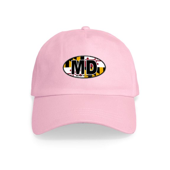CafePress - Maryland MD Oval (W/Flag) Cap - Adjustable 100% Brushed Unisex Casual Cotton Baseball Cap, Beige, 1