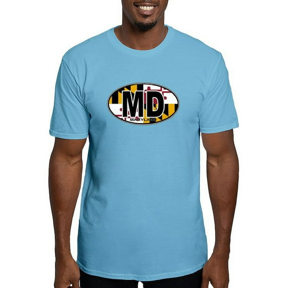 CafePress - Maryland MD Oval (W/Flag) Fitted T Shirt - Fitted T-Shirt, Vintage Fit Soft Cotton Tee