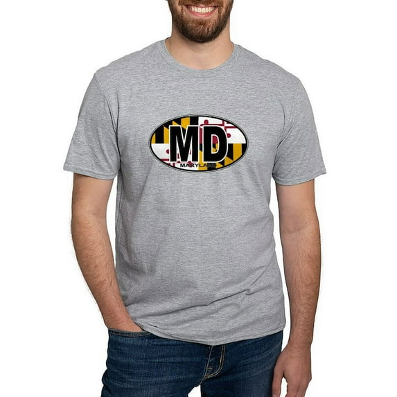 CafePress - Maryland MD Oval (W/Flag) Fitted T Shirt - Fitted T-Shirt, Vintage Fit Soft Cotton Tee