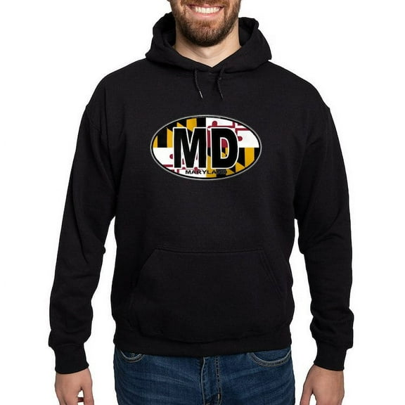 CafePress - Maryland MD Oval (W/Flag) Hoodie (Dark) - Pullover Hoodie, Classic, Comfortable Hooded Sweatshirt