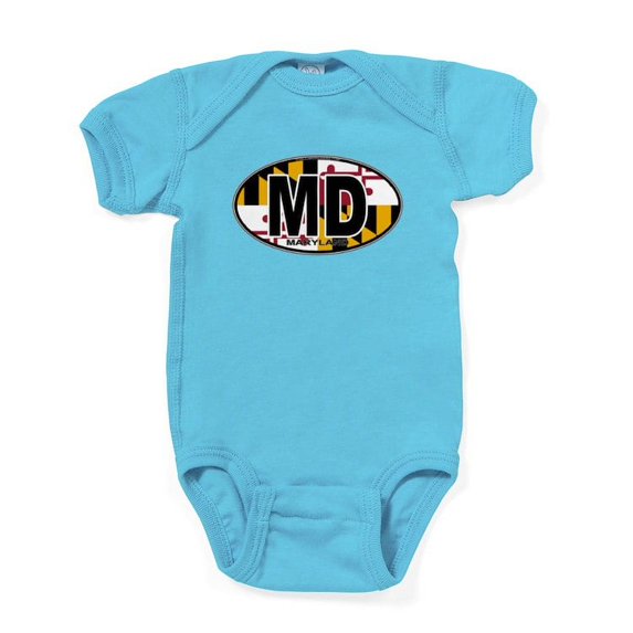 CafePress - Maryland MD Oval (W/Flag) Infant Bodysui Body Suit - Cute Infant Bodysuit Baby Romper - Size Newborn - 24 Months