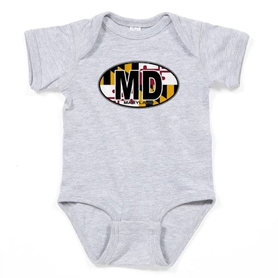 CafePress - Maryland MD Oval (W/Flag) Infant Bodysui Body Suit - Cute Infant Bodysuit Baby Romper - Size Newborn - 24 Months