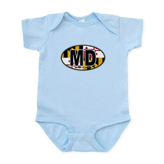 CafePress - Maryland MD Oval (W/Flag) Infant Bodysuit - Baby Light Bodysuit, Size Newborn - 24 Months