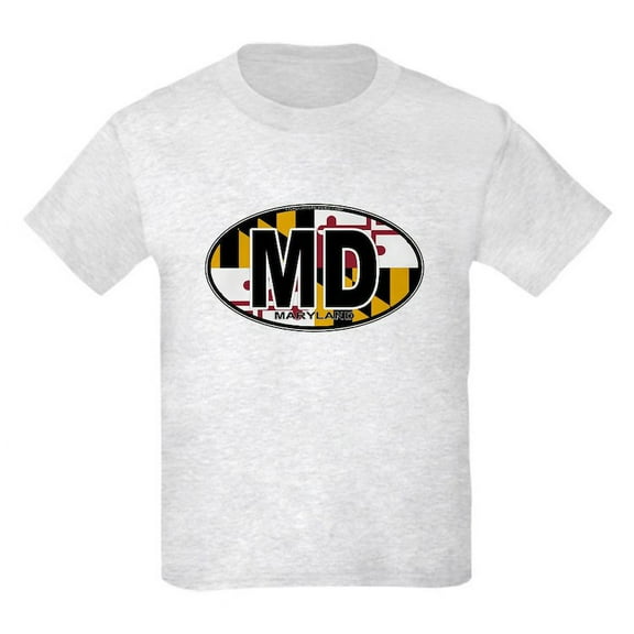 CafePress - Maryland MD Oval (W/Flag) Kids Light T Shirt - Light Classic Kids Graphic, Short Sleeve T-Shirt, Sizes XS-XL