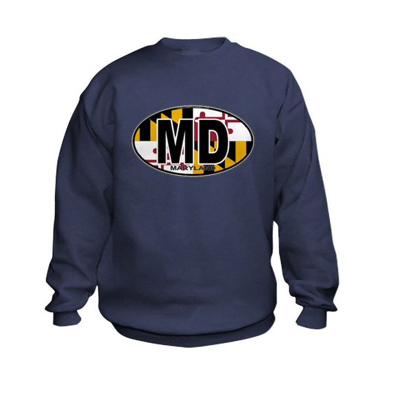 CafePress - Maryland MD Oval (W/Flag) Kids Sweatshirt - Kids Sweatshirt, Youth Crew Neck Sweatshirt