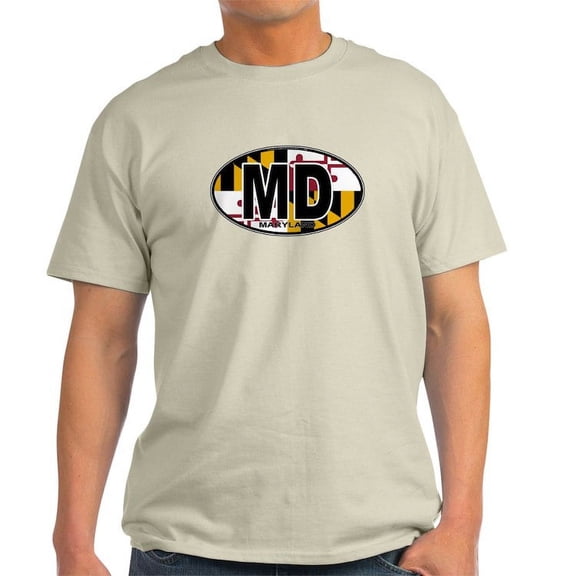 CafePress - Maryland MD Oval (W/Flag) Light T Shirt - Light T-Shirt - CP