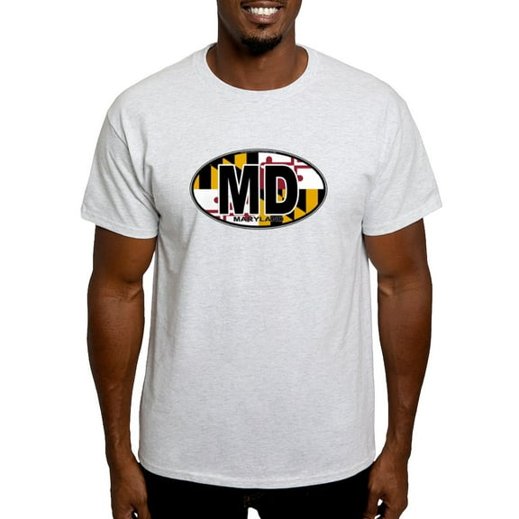 CafePress - Maryland MD Oval (W/Flag) Light T Shirt - Men's Classic Graphic T-Shirt