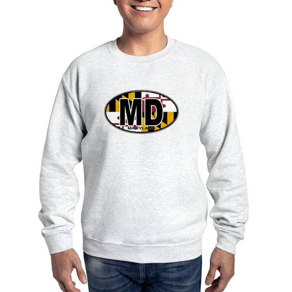 CafePress - Maryland MD Oval (W/Flag) Sweatshirt - Crew Neck Sweatshirt