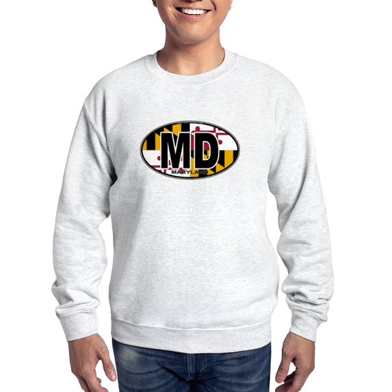 CafePress - Maryland MD Oval (W/Flag) Sweatshirt - Crew Neck Sweatshirt