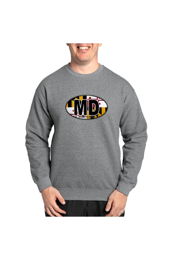- Maryland MD Oval (W/Flag) Sweatshirt - Crew Neck Sweatshirt
