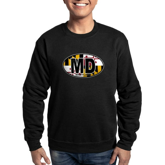 CafePress - Maryland MD Oval (W/Flag) Sweatshirt (Dark) - Classic Crew Neck Sweatshirt
