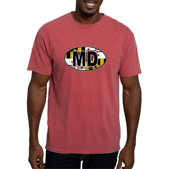 CafePress - Maryland MD Oval (W/Flag) T Shirt - Mens Comfort Colors Shirt