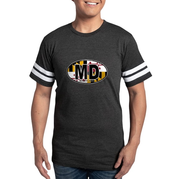 CafePress - Maryland MD Oval (W/Flag) T Shirt - Mens Football Shirt