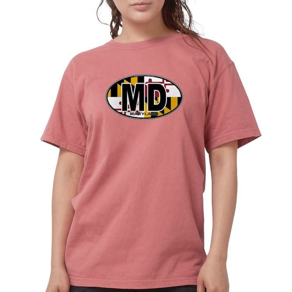 CafePress - Maryland MD Oval (W/Flag) T Shirt - Womens Comfort Colors® Shirt