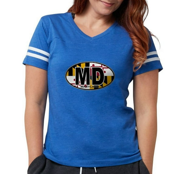 CafePress - Maryland MD Oval (W/Flag) T Shirt - Womens Football Shirt
