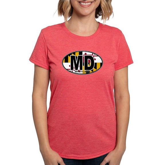 CafePress - Maryland MD Oval (W/Flag) T Shirt - Womens Tri-blend T-Shirt