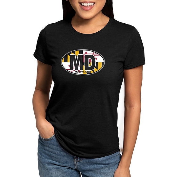 CafePress - Maryland MD Oval (W/Flag) T Shirt - Womens Tri-blend T-Shirt