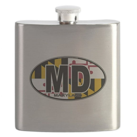 CafePress - Maryland Oval Md Flag Flask - Stainless Steel Flask, 6oz Drinking Flask