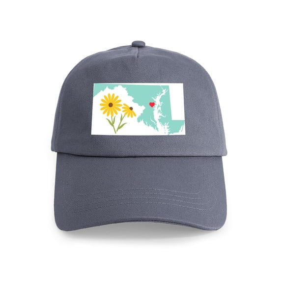 CafePress - Maryland State Outline Black Eyed Susan Flower Bas - Adjustable 100% Brushed Unisex Casual Cotton Baseball Cap, Beige, 1