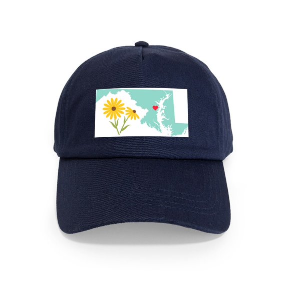 CafePress - Maryland State Outline Black Eyed Susan Flower Bas - Adjustable 100% Brushed Unisex Casual Cotton Baseball Cap, Beige, 1