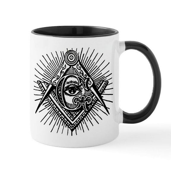 CafePress - Masonic Eye Coffee Mug (Left Hand) - 11 oz Ceramic Mug - Novelty Coffee Tea Cup