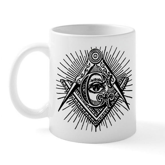 CafePress - Masonic Eye Coffee Mug (Right Hand) - 11 oz Ceramic Mug - Novelty Coffee Tea Cup