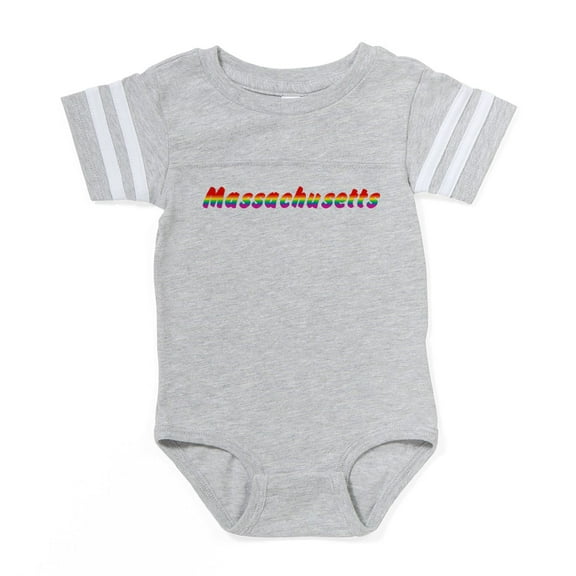 CafePress - Mass Rbw Txt - Cute Infant Baby Football Bodysuit