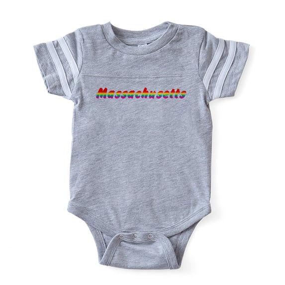 CafePress - Mass Rbw Txt - Cute Infant Baby Football Bodysuit
