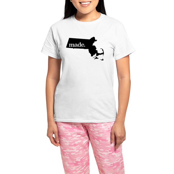 CafePress - Massachusetts Made Women's Light Pajamas - Women's Short Sleeve Print T-Shirt and Pants Light Cotton Pajama Set
