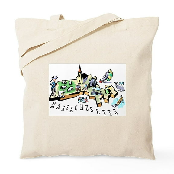 CafePress - Massachusetts Map Tote Bag - Unisex Canvas Tote Bag, Beige, 1-Piece