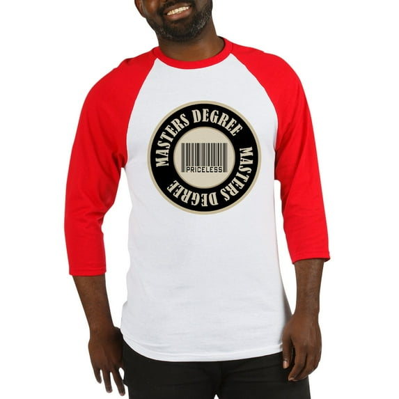CafePress - Masters Degree Priceless Bar Code Baseball Jersey - Cotton Baseball Jersey, 3/4 Raglan Sleeve Shirt