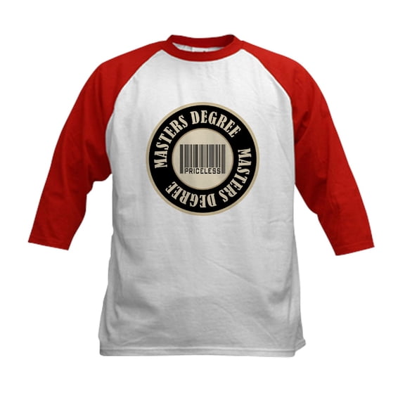 CafePress - Masters Degree Priceless Bar Code Kids Baseball Je - Kids Cotton Baseball Jersey, 3/4 Sleeve Shirt