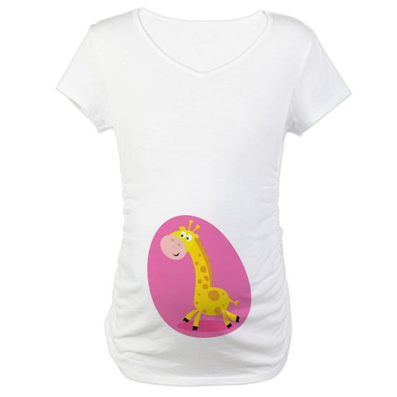 CafePress - Maternity Giraffe Belly Print T Shirt - Cotton Maternity T-shirt, Cute & Funny Pregnancy Tee