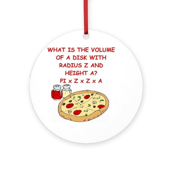 CafePress - Math Pizza Joke - Round Wood Ornament 4"