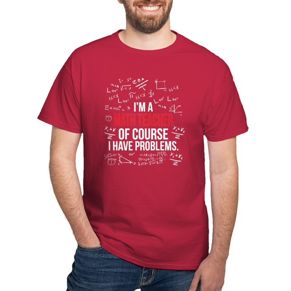 CafePress - Math Teacher With Problems T Shirt - Men's Classic Graphic Cotton T-Shirt