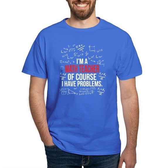 CafePress - Math Teacher With Problems T Shirt - Men's Classic Graphic Cotton T-Shirt