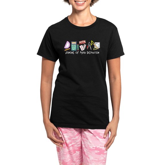 CafePress - Mathweaponsblack Pajamas - Women's Short Sleeve Print T-Shirt and Pants Dark Cotton Pajama Set
