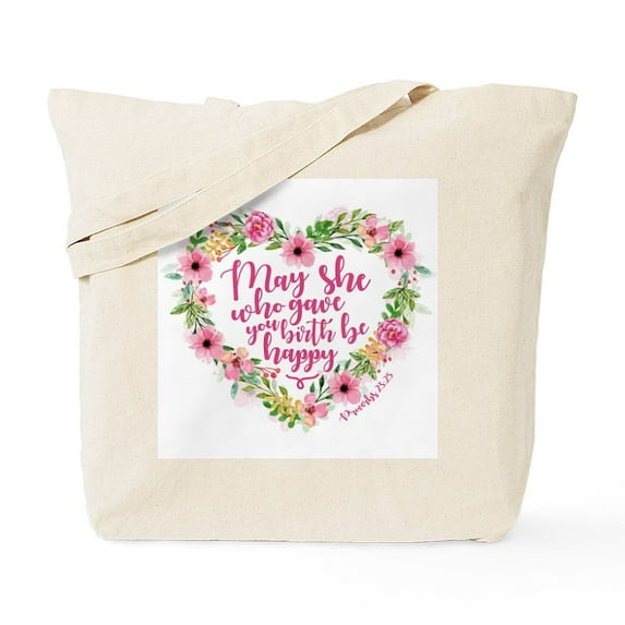 CafePress - May She Who Gave Birth Be Happy Tote Bag - Unisex Canvas Tote Bag, Beige, 1-Piece