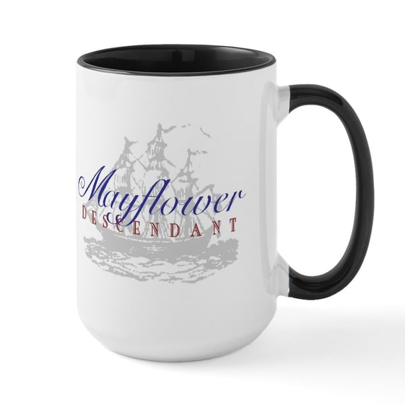 CafePress - Mayflower Descendant Large Mug - 15 oz Ceramic Large White Novelty Mug