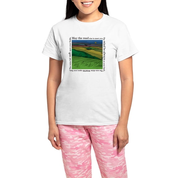CafePress - Maytheroadfinalmain. Women's Light Pajamas - Women's Short Sleeve Print T-Shirt and Pants Light Cotton Pajama Set