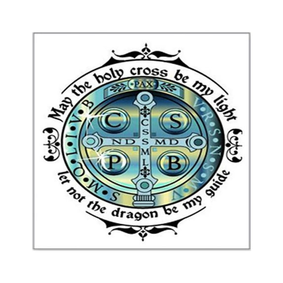 CafePress - Medal Of St Benedict Square Sticker 3 X 3 - Square Sticker 3" x 3"