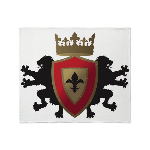 CafePress - Medieval Lion Heraldry (Red + Gold) Throw Blanket - Soft Fleece Throw Blanket, 50"x60" for All Ages
